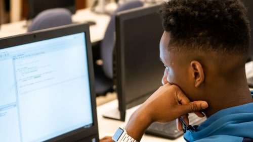 A student on a computer